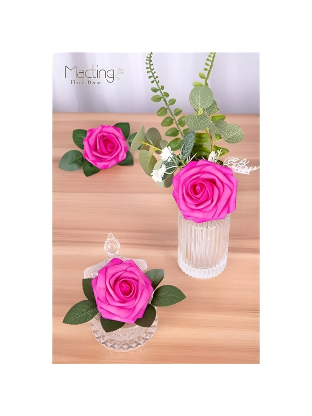 30pcs Real Touch Artificial Roses (Fuschia) - Picture 4 of 6